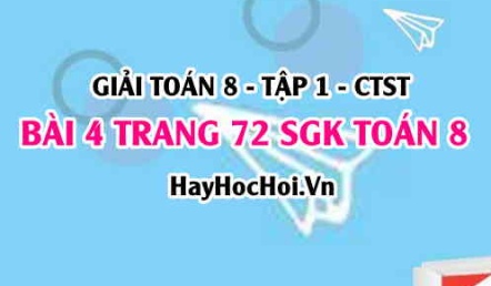 Giải bài 4 trang 72 Toán 8 Tập 1 SGK Chân trời sáng tạo